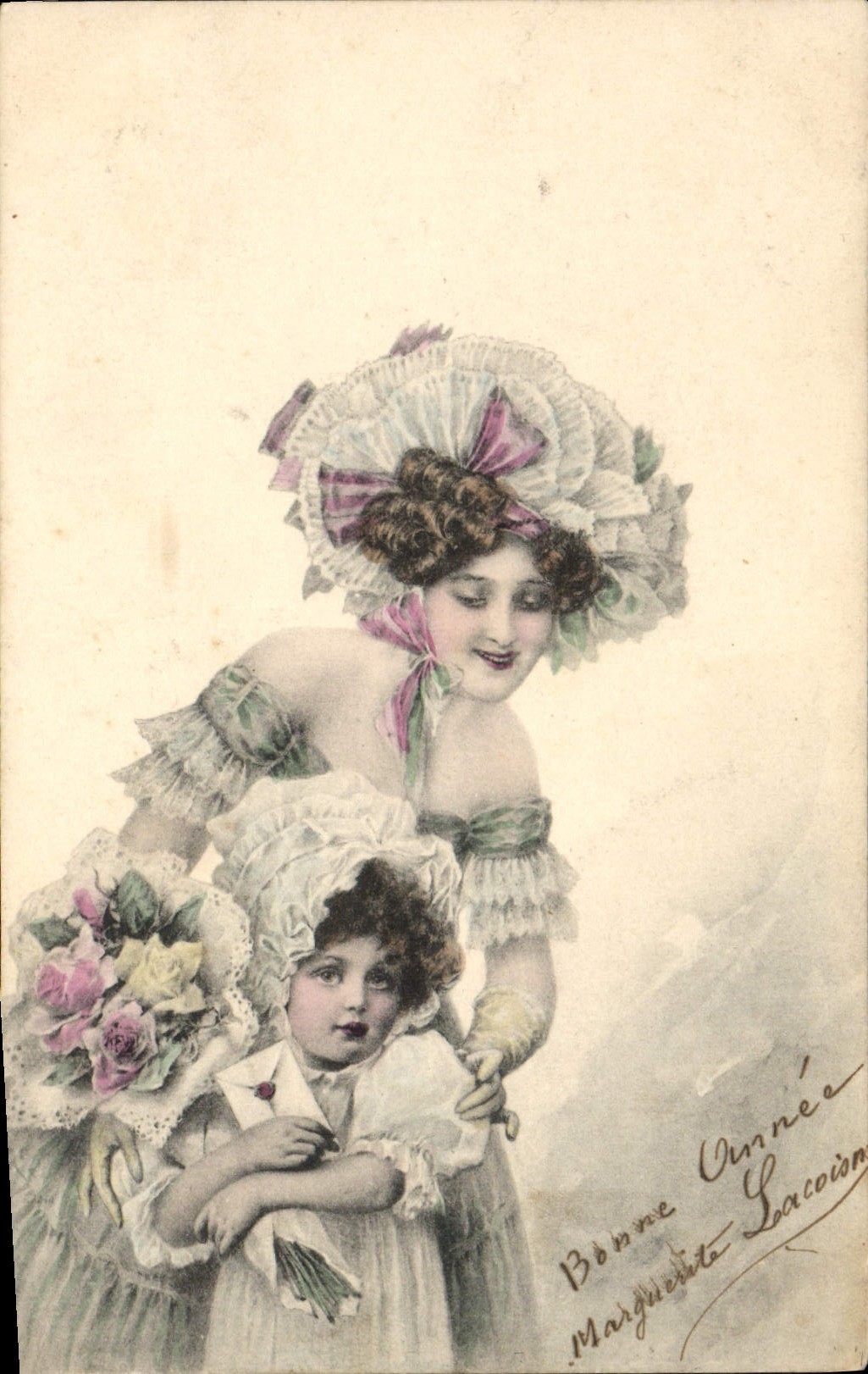 Femme et enfant — Année Nouvelle — M. M. Vienne