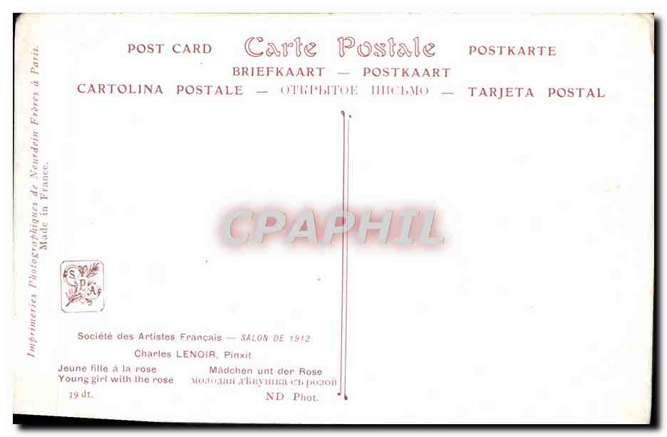 CPA Fantaisie Femme Charles Lenoir Jeune fille a la rose  — Rückseite