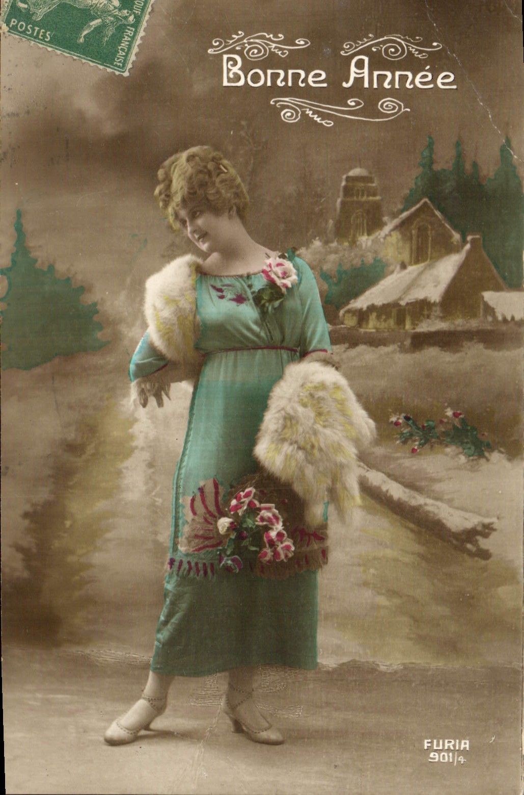 CPA Fantaisie Femme Bonne annee