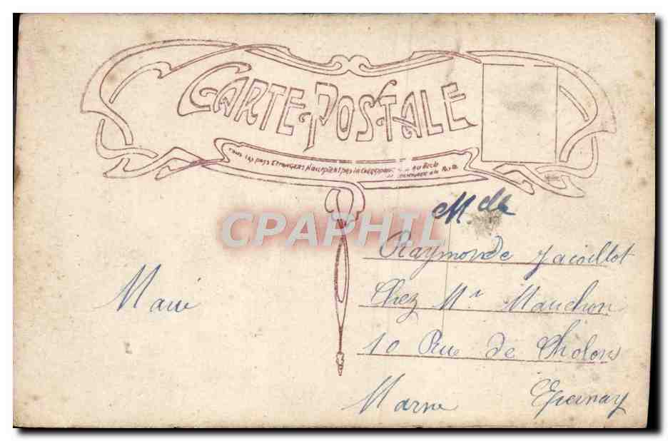 Femme en robe et chapeau rose — Souvenir Effectueurs Aïda n°4122 — Verso