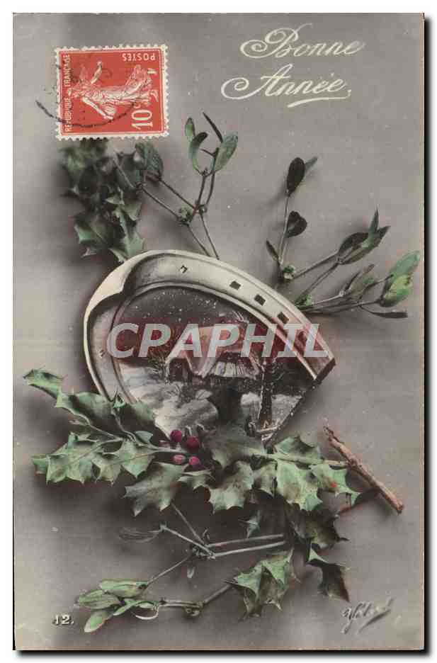 CPA Fantaisie Fleurs Fer a cheval