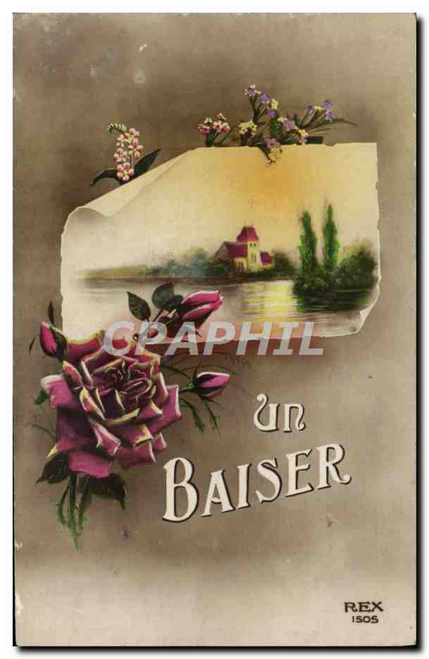 CPA Fantaisie Fleurs Un baiser