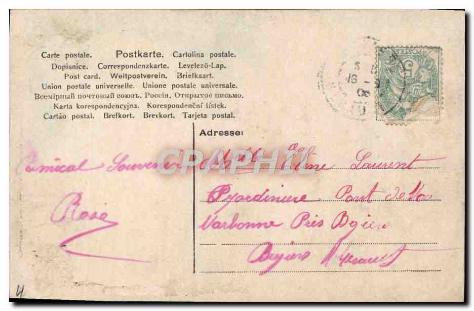 CPA Fantaisie Femme Folklore — Verso