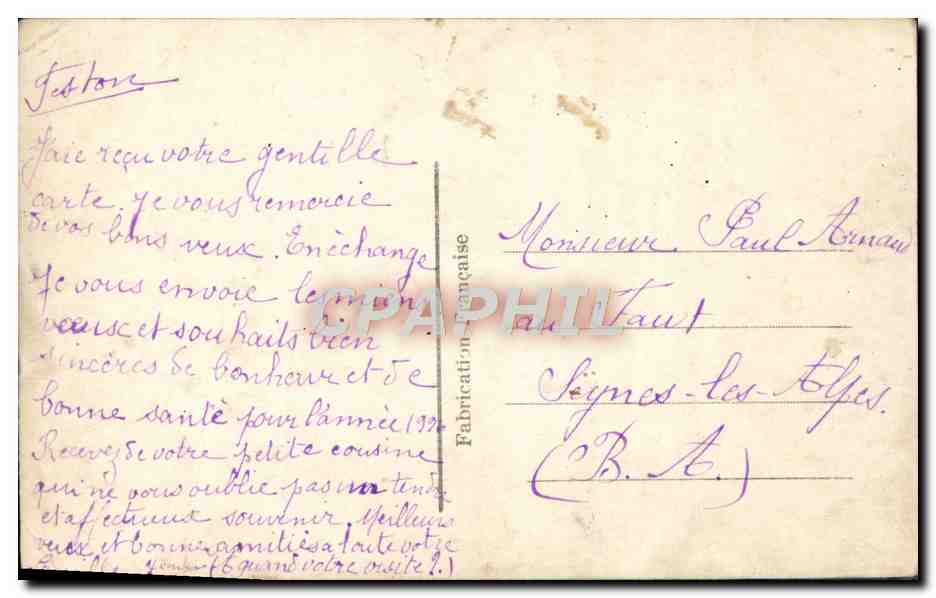CPA Fantaisie Femme  — Rückseite