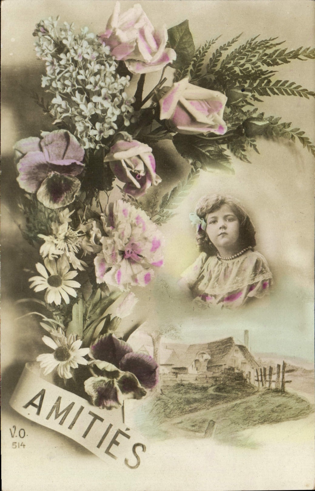 CPA Fantaisie Enfant Fleurs