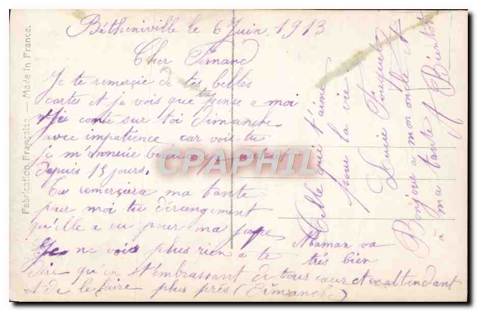 Couple amoureux — scène de studio — REX 4467 — Verso