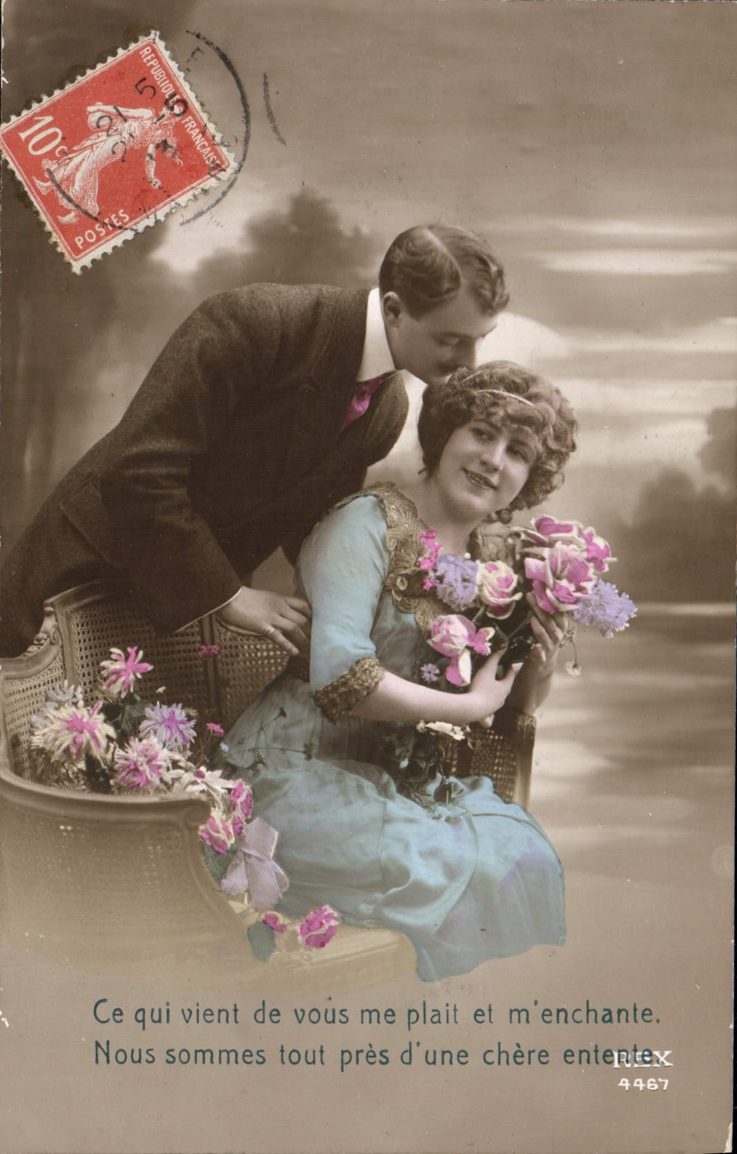 Couple amoureux — scène romantique — éditeur REX n°4467