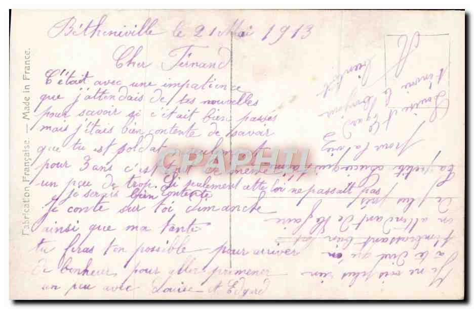 Couple amoureux — scène romantique — éditeur REX n°4467 — Verso