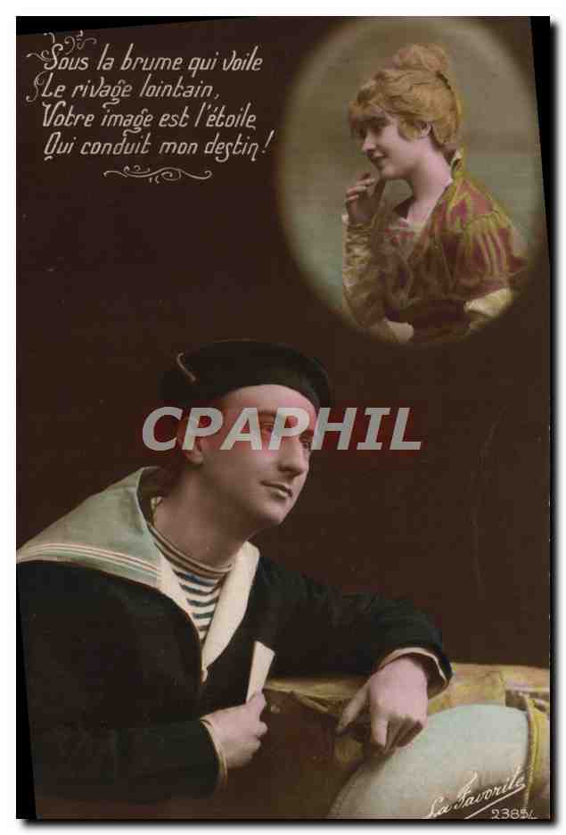 Sailor gazing at portrait of woman — La Favorite, n° 2385