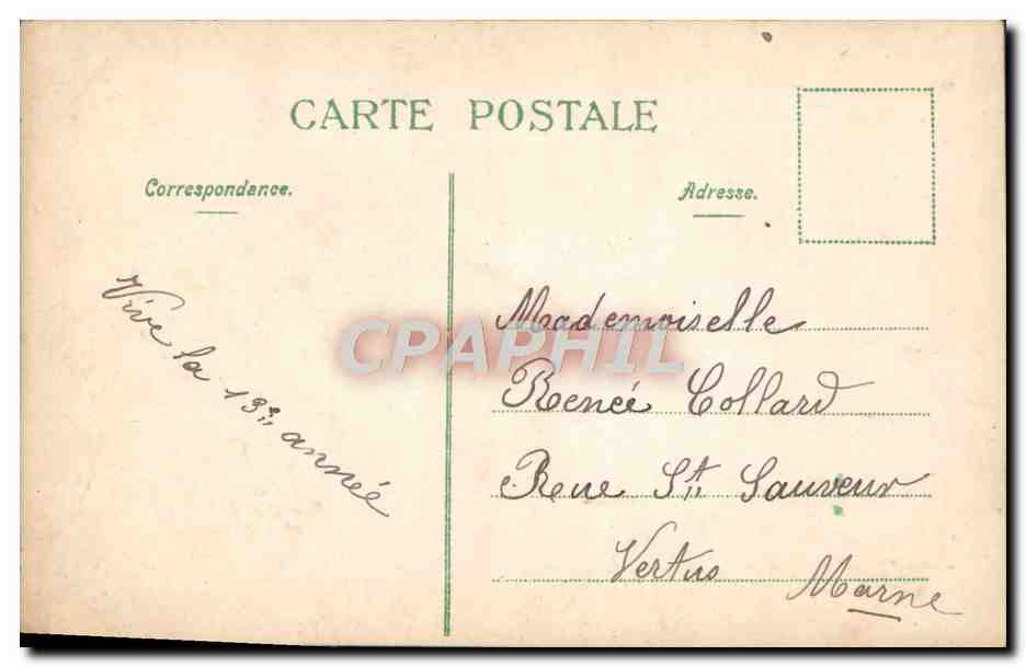 Jeune femme au bouquet — décor floral — éditeur CC, n° 100/6 — Verso