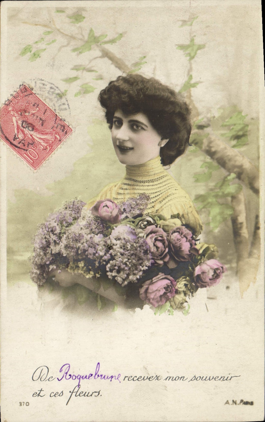 Frau mit Blumenstrauß — A.N. Paris, Nr. 370