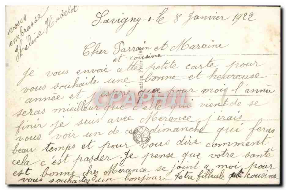 Jeune femme avec couronne de houx — 'Heureuse Année' — éditeur Vojer n°3580 — Reverso