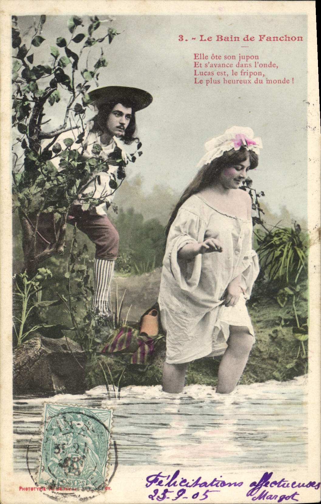 CPA Fantaisie Femme le bain de Fanchon 