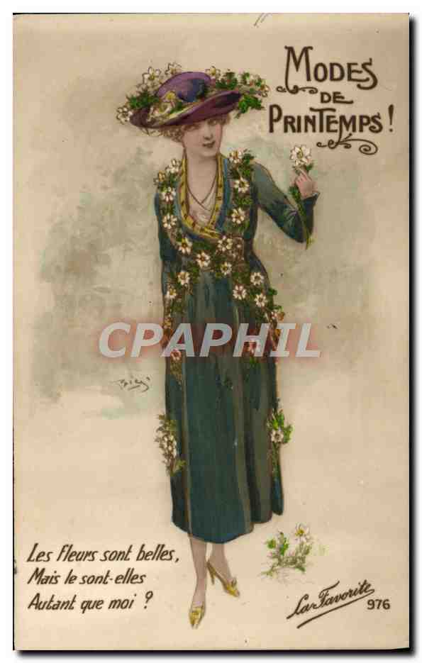 Femme en robe de printemps ornée de fleurs — Modes de Printemps ! — La Favorite 976