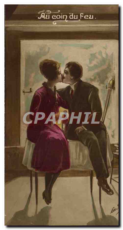 CPA Fantaisie Femme Au coin du feu