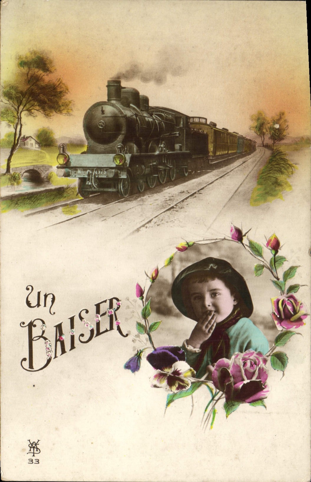 CPA Fantaisie Enfant Un train 