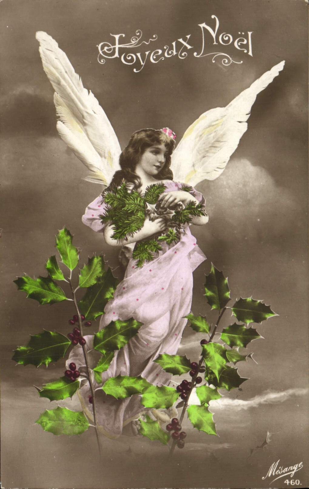 CPA Fantaisie Femme Ange Noel 