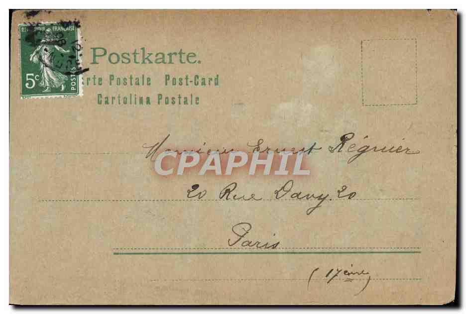 CPA Fantaisie Femme Pensees d'ami (peint a la main) — Verso