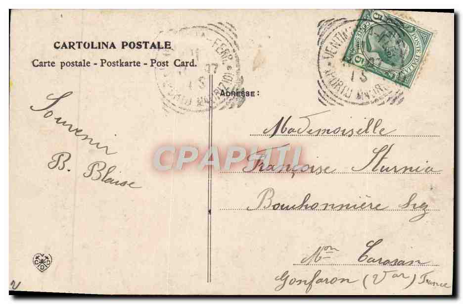 Jeune couple en tenue folklorique — Cartolina Postale n°2 — éditeur Cartolina Postale — Verso
