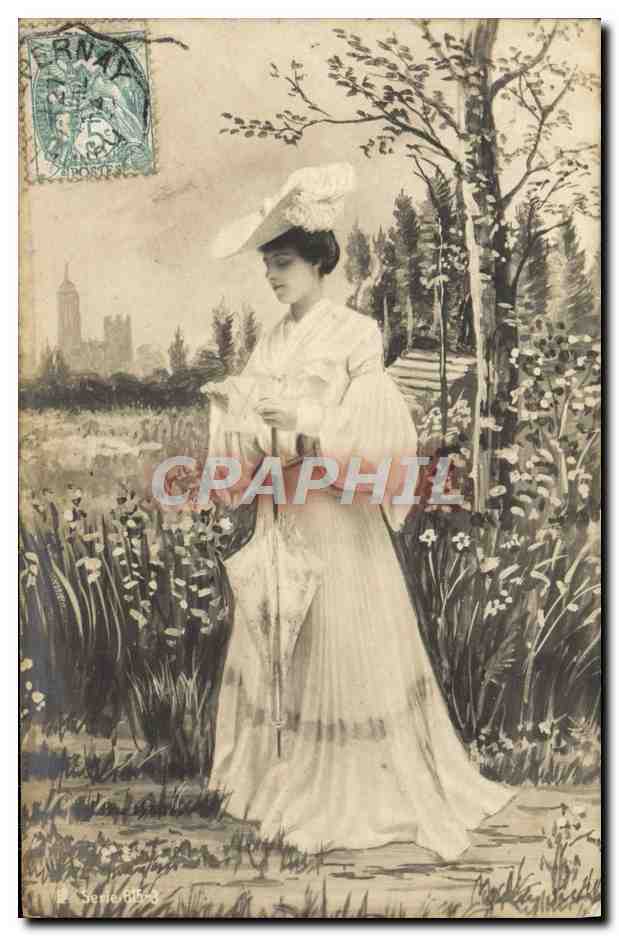 CPA Fantaisie Femme a l'ombrelle
