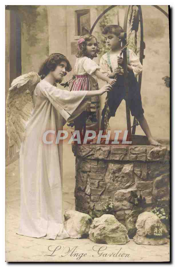 CPA Fantaisie Enfants Ange gardien 
