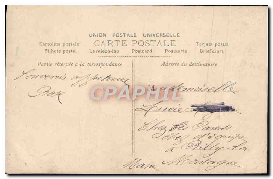 Femme tenant un bouquet de muguet — texte imprimé et manuscrit — éditeur CPAPHIL, n°753 — Verso