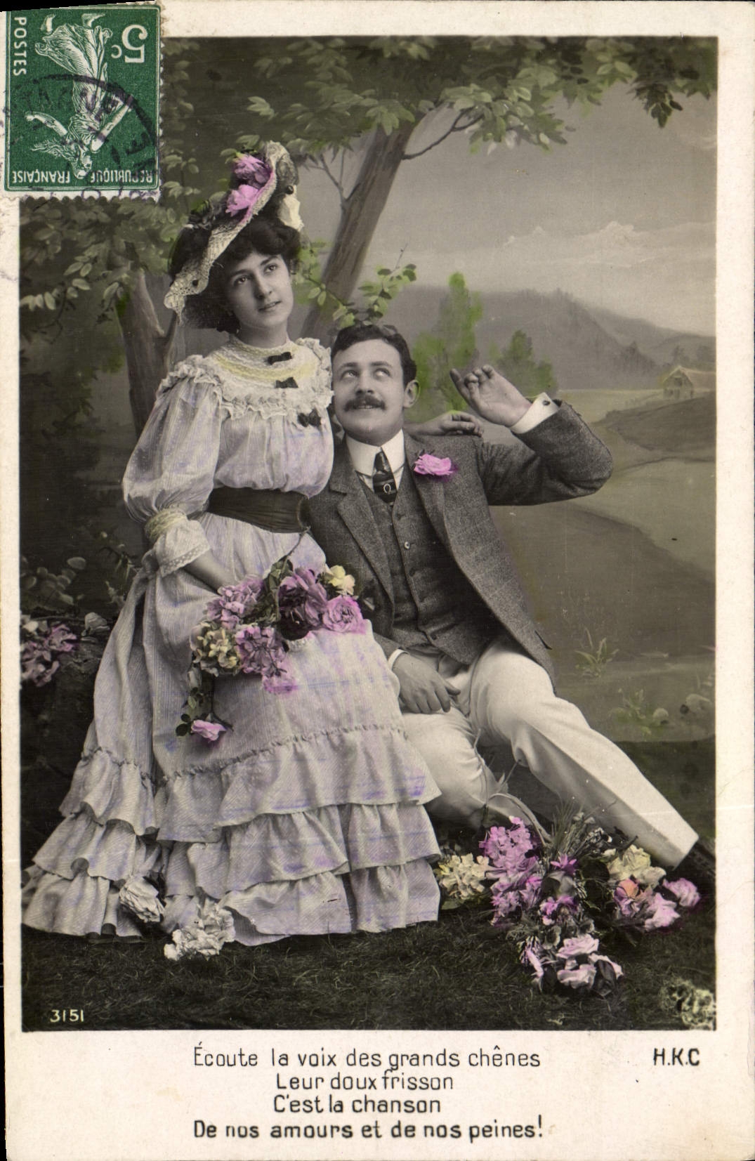 Couple sous chênes — H.K.C. — n°3151