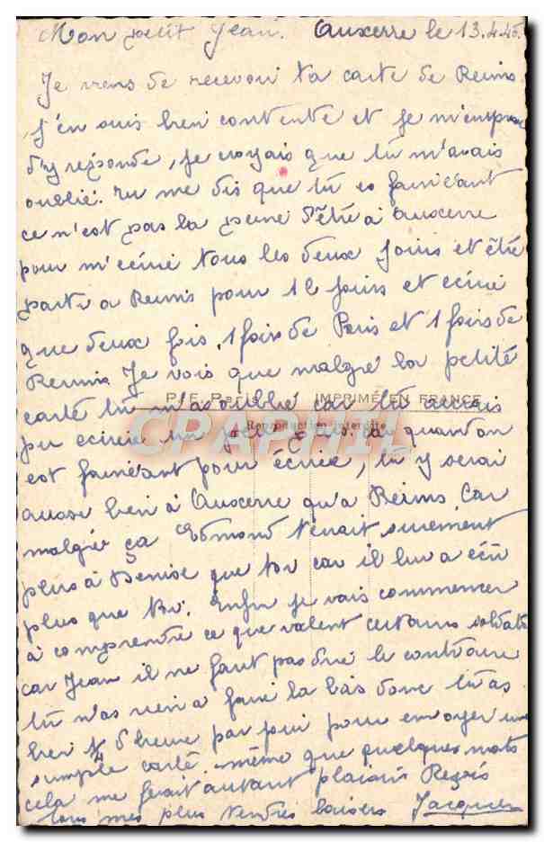Couple amoureux — photo encadrée — PF 779 — Verso