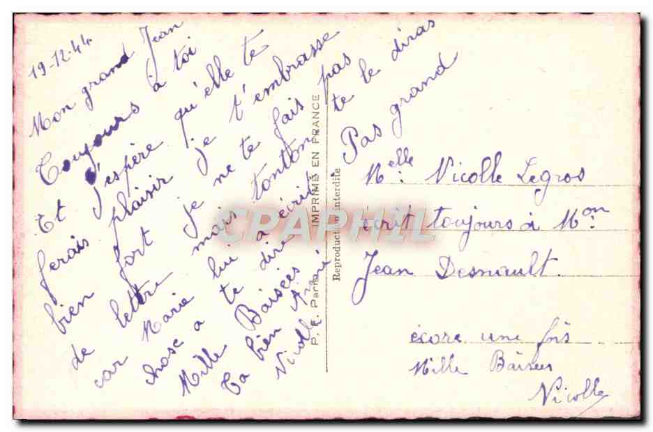 CPA Fantaisie Femme  — Rückseite