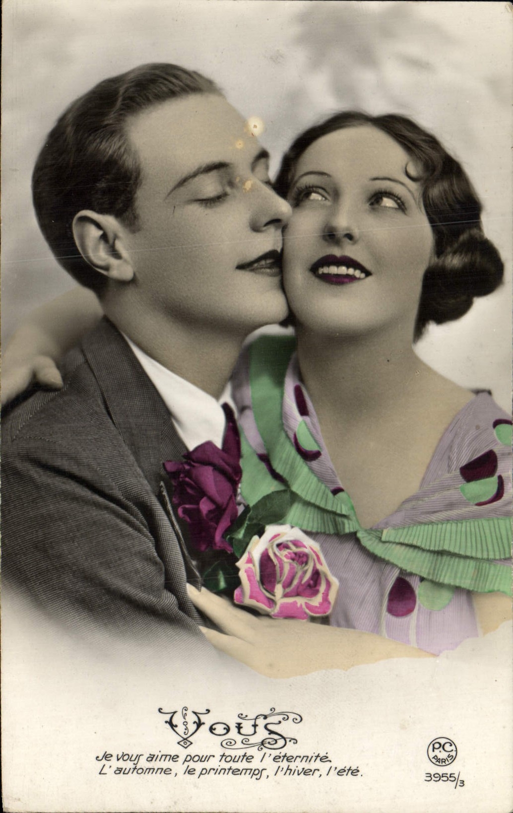 Couple amoureux — carte postale de séduction — P-C PARIS n°3955/3