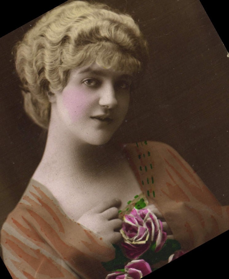 Jeune femme — portrait avec rose — éditeur Noyer Paris, n° 26