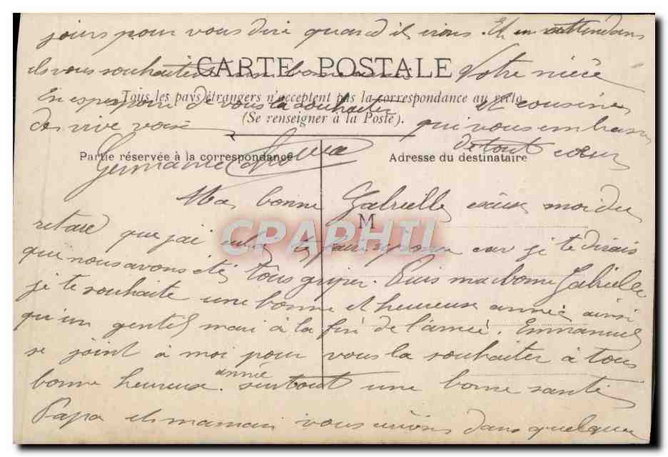 Femme en robe blanche tenant des roses — Bonne Année — CIRCE n° 5059 — Rückseite