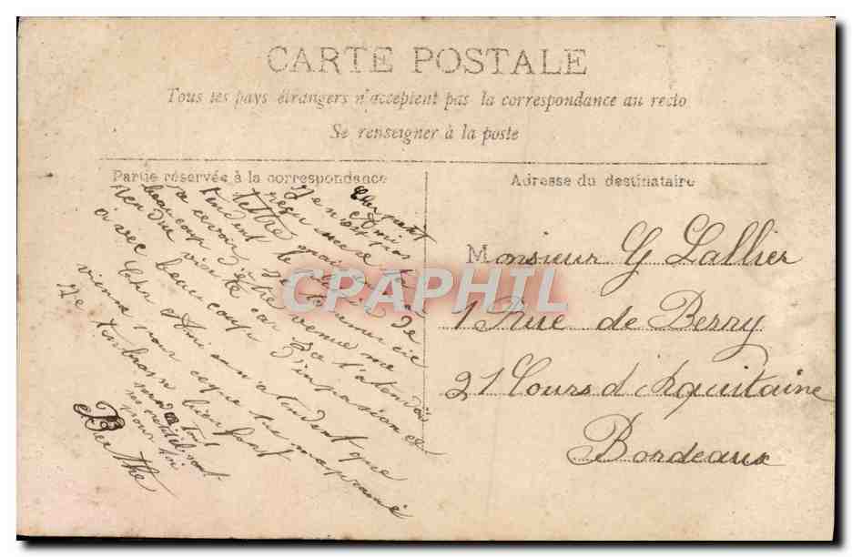 Femme en robe rose — paysage de forêt et rochers — éditeur Rawllinger, Paris, n°208 — Verso