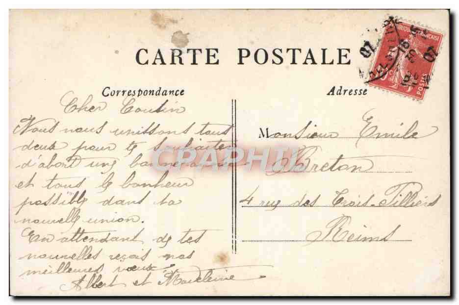 Donna in abito colorato — 'Buon Anno 1908' — LE DE, n°207 — Verso