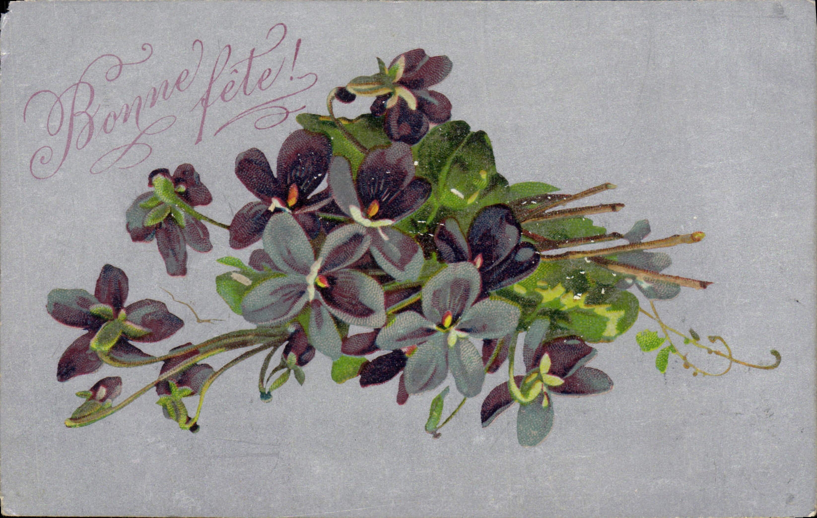 CPA Fantaisie Fleurs (carte argentee)
