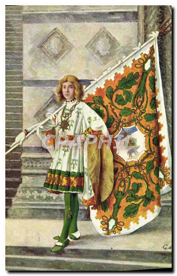 Jeune homme en costume historique — Siena, Contrade de Selva — Édition autorisée par le Comune de Sienne