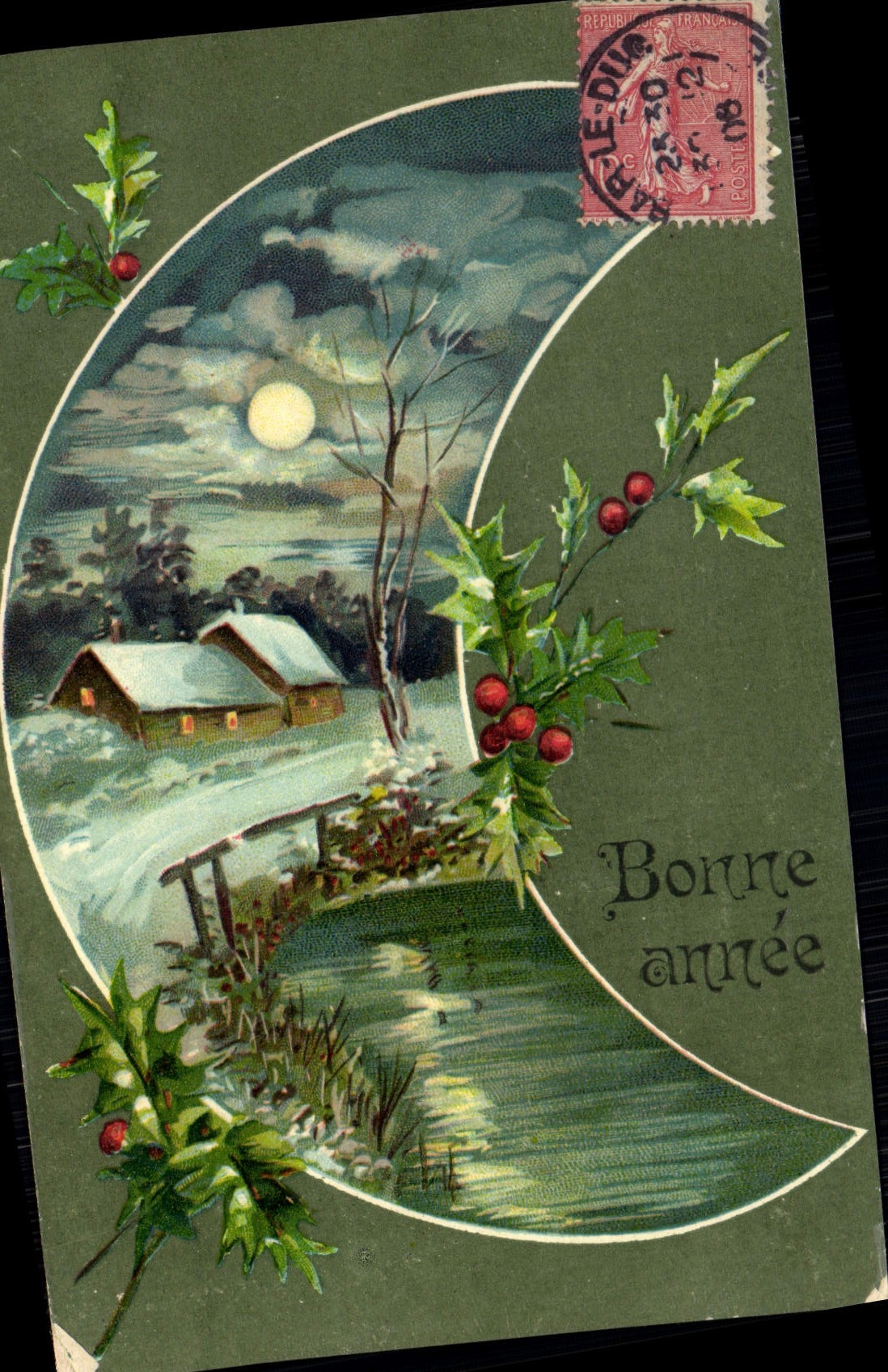 CPA Fantaisie Fleurs Lune