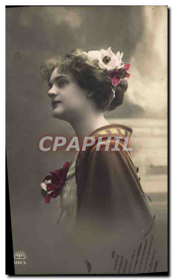 Jeune femme en buste — couronne de fleurs — éditeur anonyme, n° 1294.J