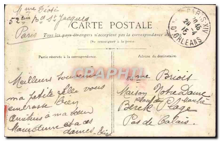 CPA Fantaisie Fleurs — Rückseite