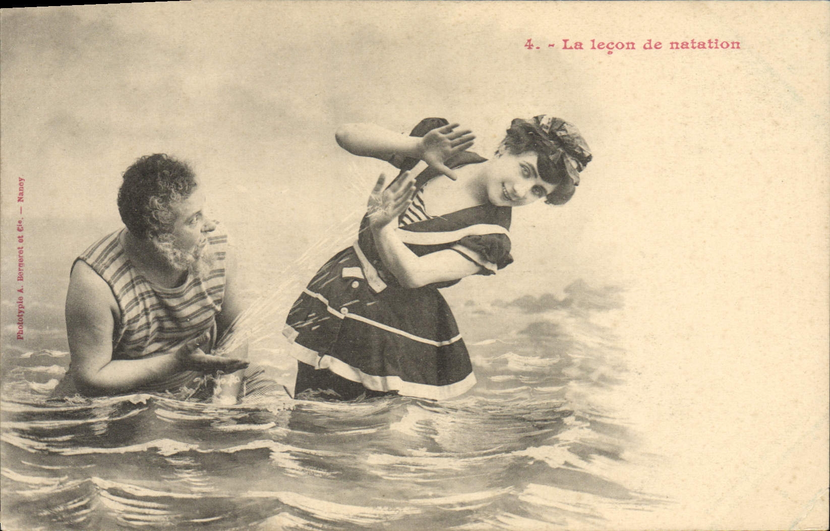 La leçon de natation — scène de bain — Prod. A. Bernerot & Cie, Nancy