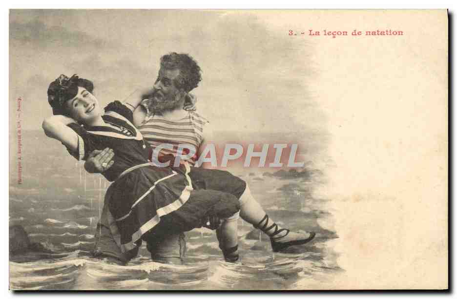 Leçon de natation — scène de bain — éditeur Mauny & Compagnie, Nancy, n°3
