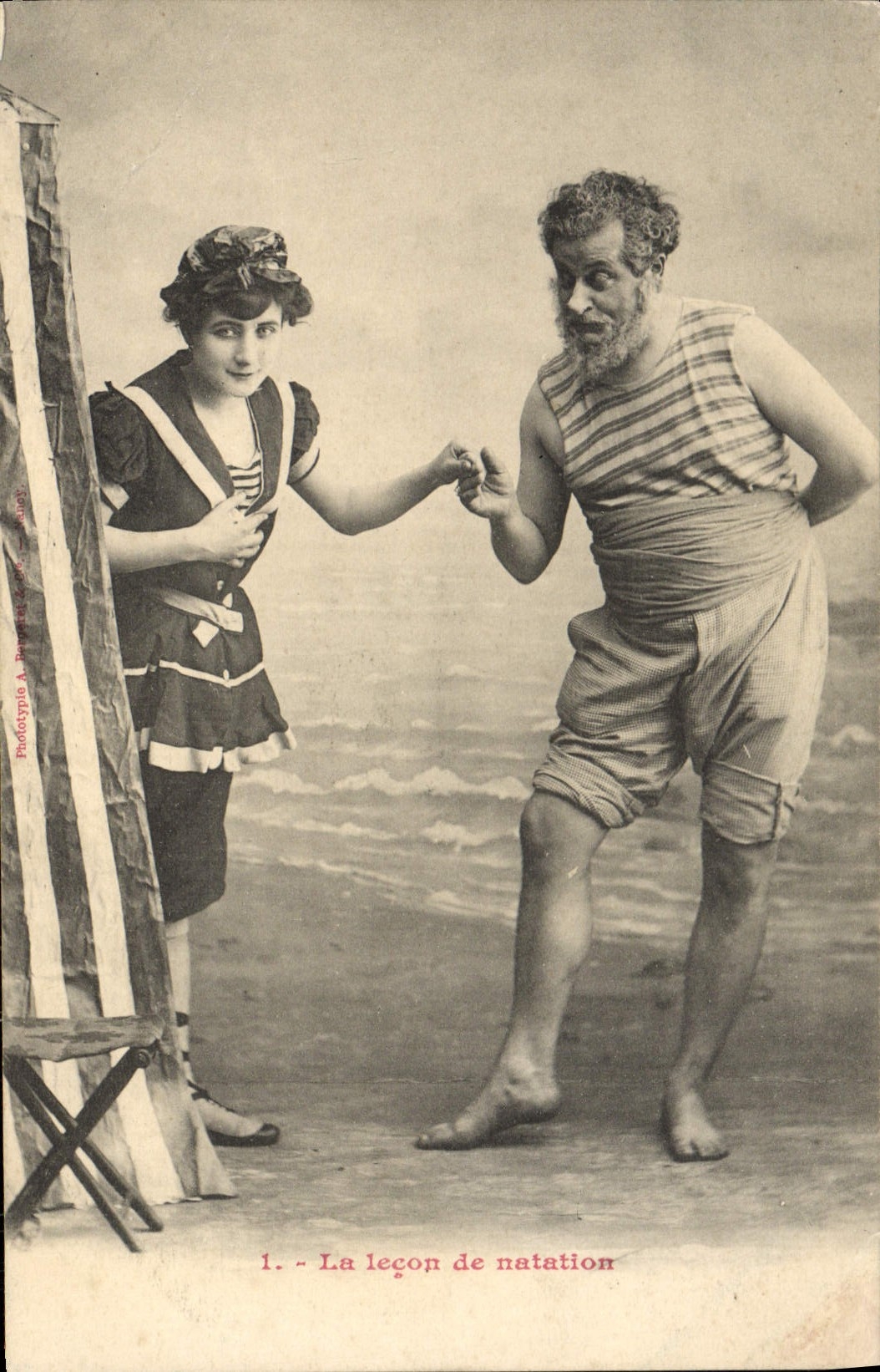 La leçon de natation — scène de spectacle — Phototypie A. Burel