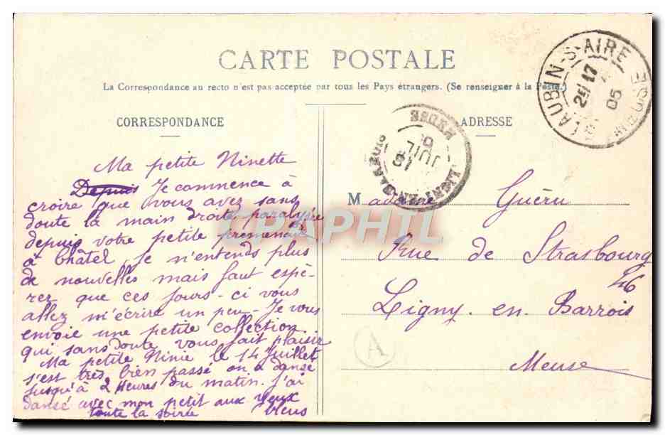 Schaukel-Liebe — romantische Paar-Szene auf einer Schaukel — Phototypie A. Berenret & Cie, NANCY — Rückseite
