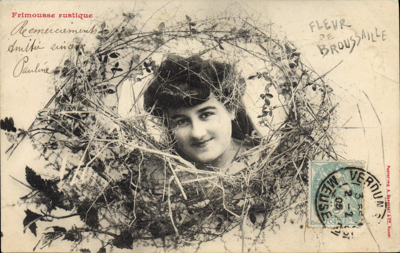 Young woman in a nest — phototypie A. Bérenger & Cie, Meuse — n°352