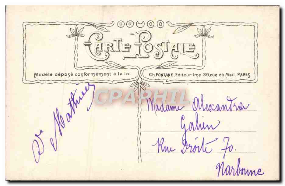 CPA Fantaisie Fleurs — Rückseite