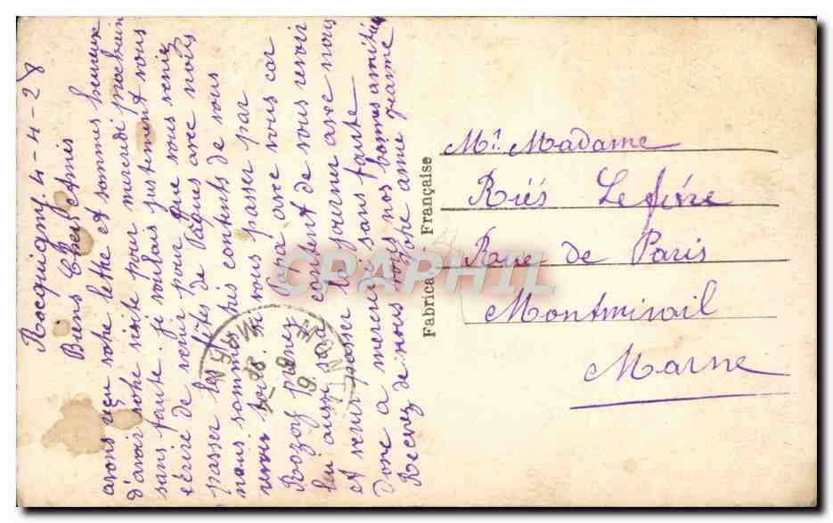 CPA Fantaisie Femme — Rückseite