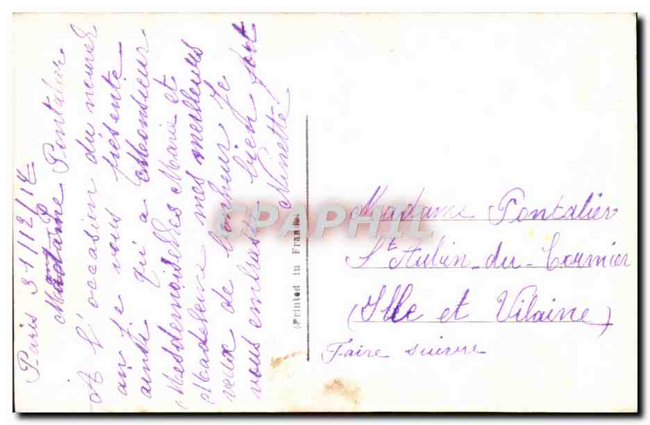 CPA Fantaisie Enfant Luge — Rückseite
