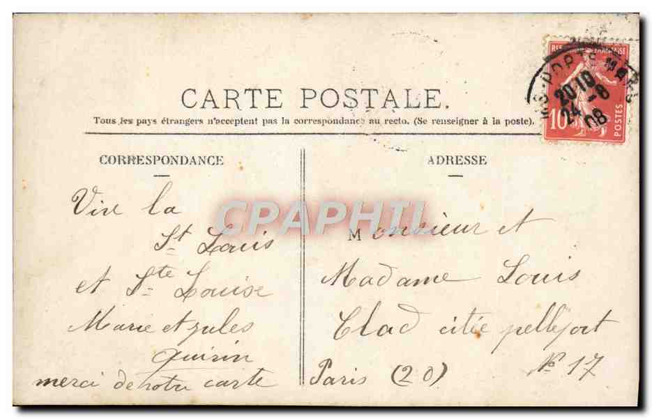 Jeune femme souriante — décor de roses et ruban — Semeuse de Bonheur, Série 2 — Achterkant