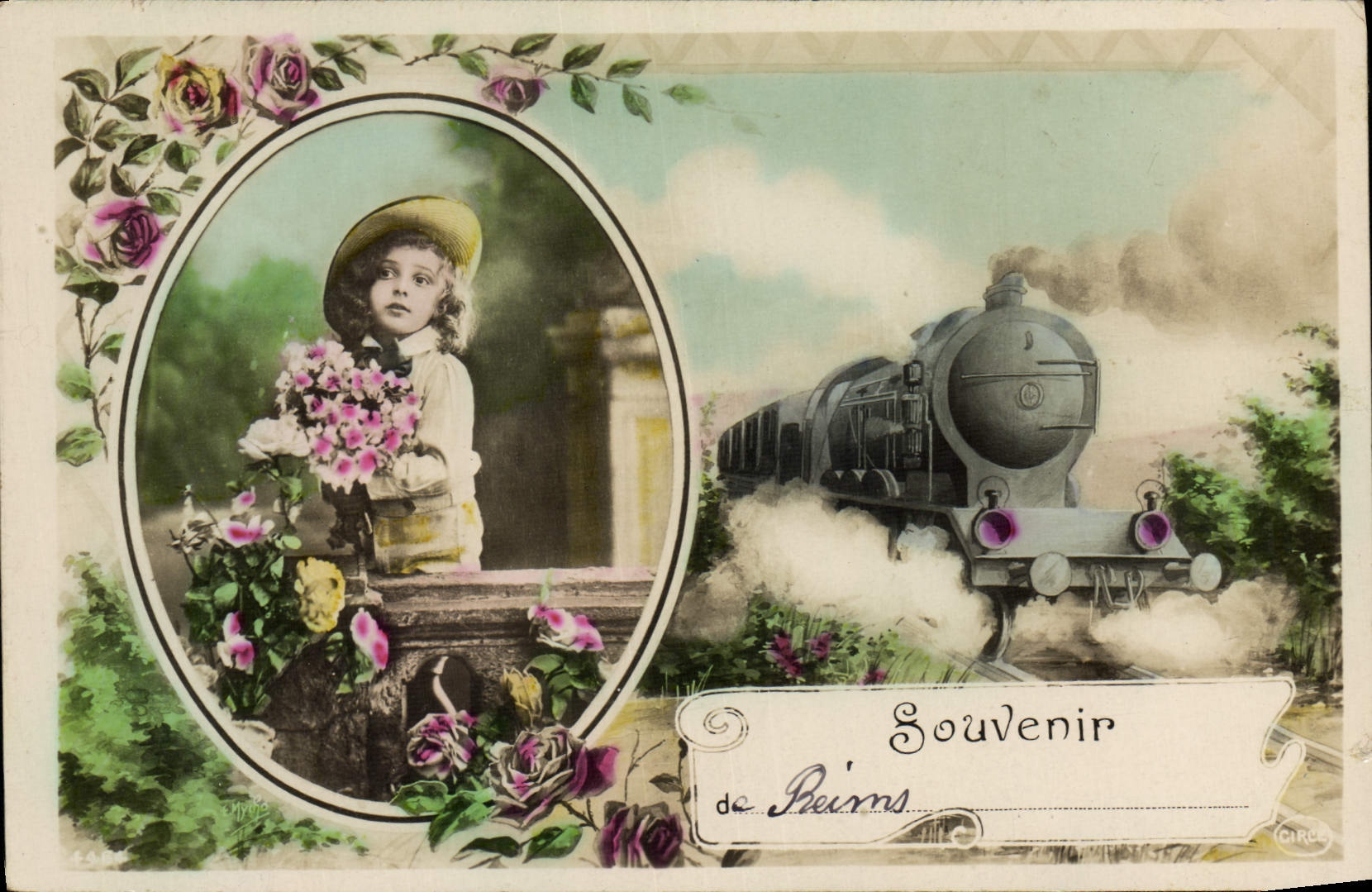 CPA Fantaisie Enfant Train Reims