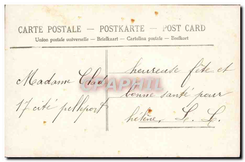 Femme en robe rose tenant un bouquet — Bonne Fête — éditeur CPAPHIL, n° 4052 — Reverso